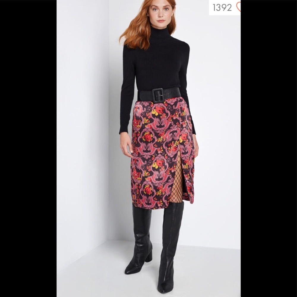 Modcloth Pink Floral Pencil Skirt